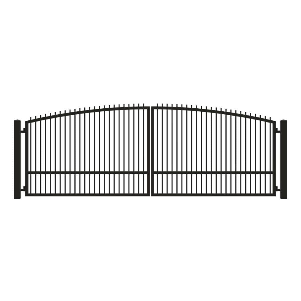 Unbranded Driveway Gate — Swing, Center, Arch + Finials, Single, Black — 212"W x 72"H (1)