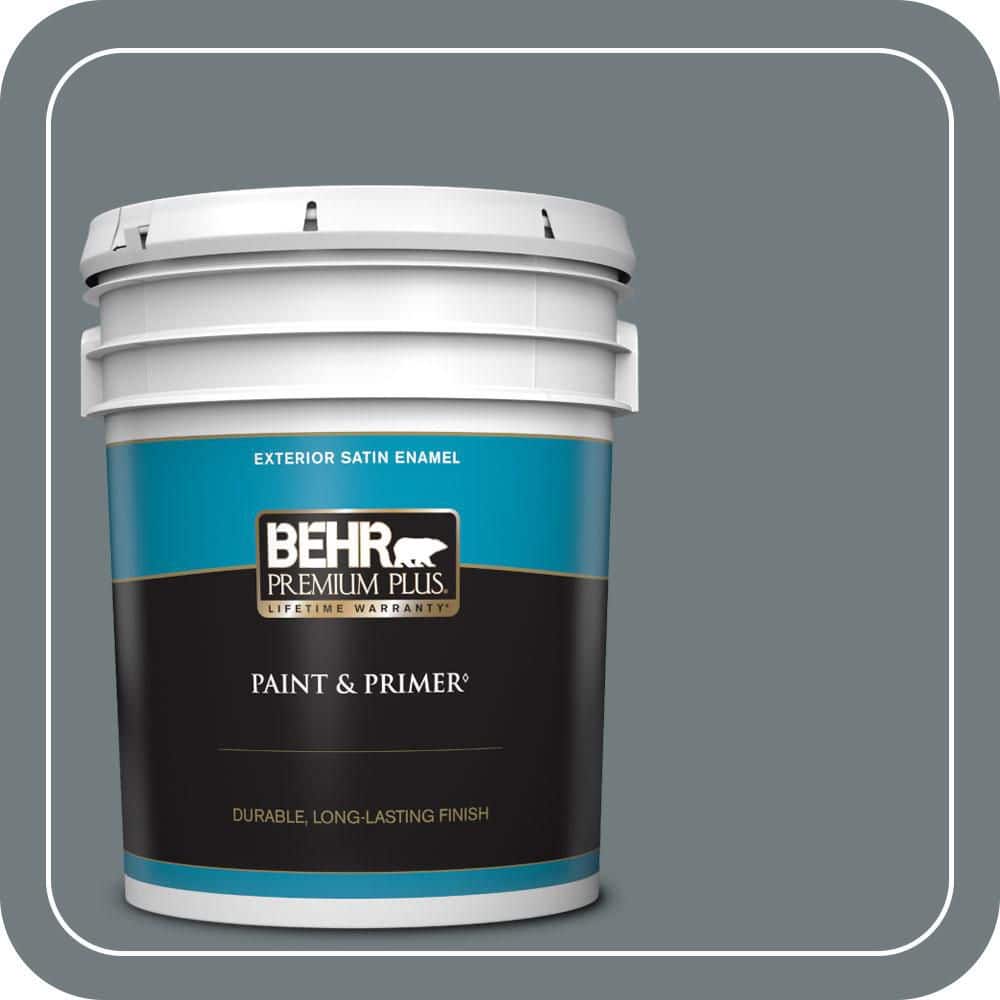 BEHR PREMIUM PLUS 5 gal. #PPU25-19 Ocean Swell Satin Enamel Exterior Paint & Primer