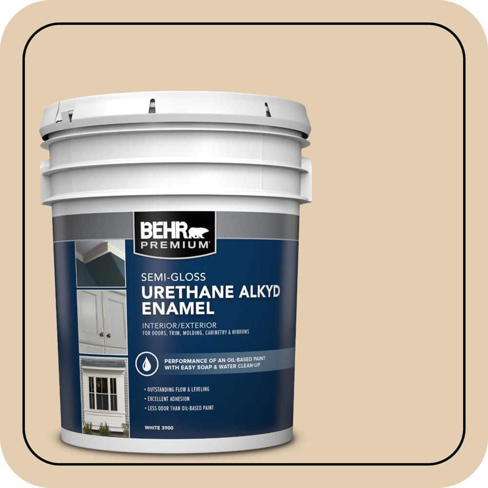 BEHR PREMIUM 5 gal. Home Decorators Collection #HDC-AC-09 Concord Buff Urethane Alkyd Semi-Gloss Enamel Interior/Exterior Paint