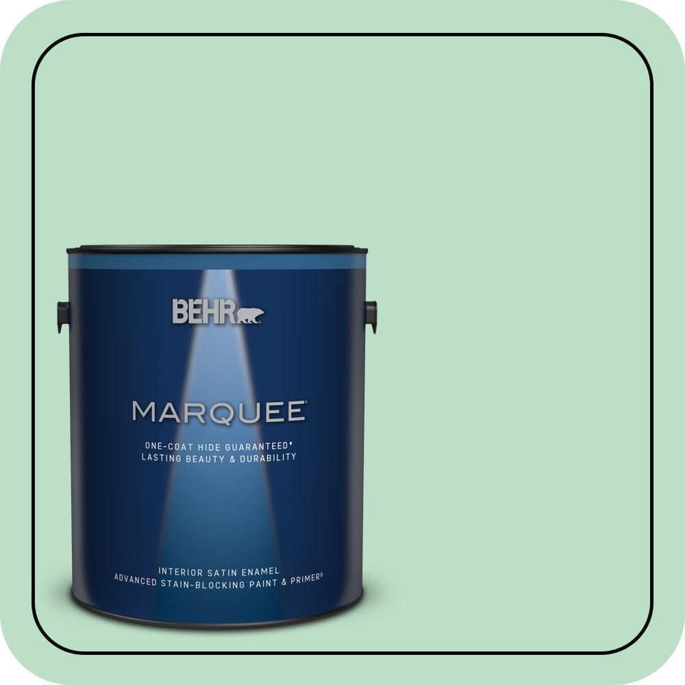 BEHR MARQUEE 1 gal. #470C-3 Spirited Green Satin Enamel Interior Paint & Primer