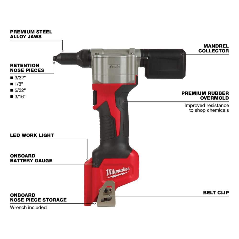 Milwaukee M12 12V Lithium-Ion Cordless Rivet Tool with M12 XC 4.0 Ah Battery Pack (3)