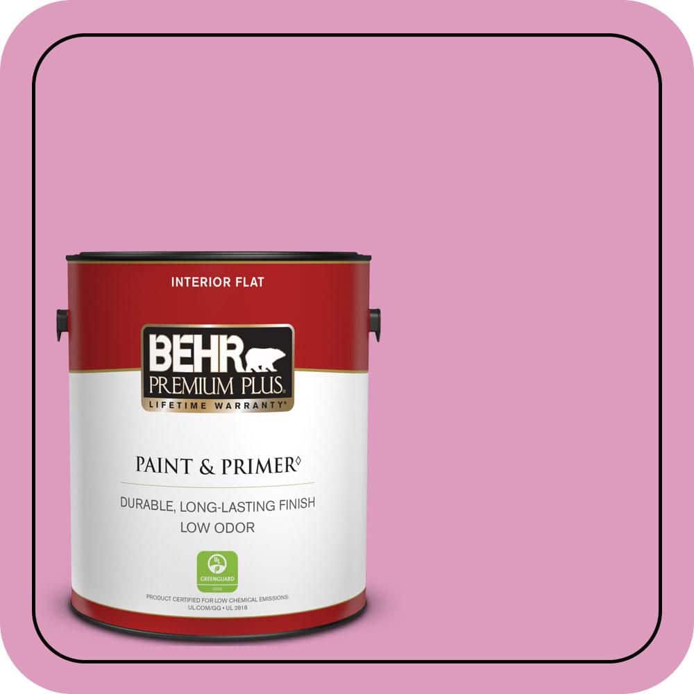 BEHR PREMIUM PLUS 1 gal. #690B-4 Pink Begonia Flat Low Odor Interior Paint & Primer