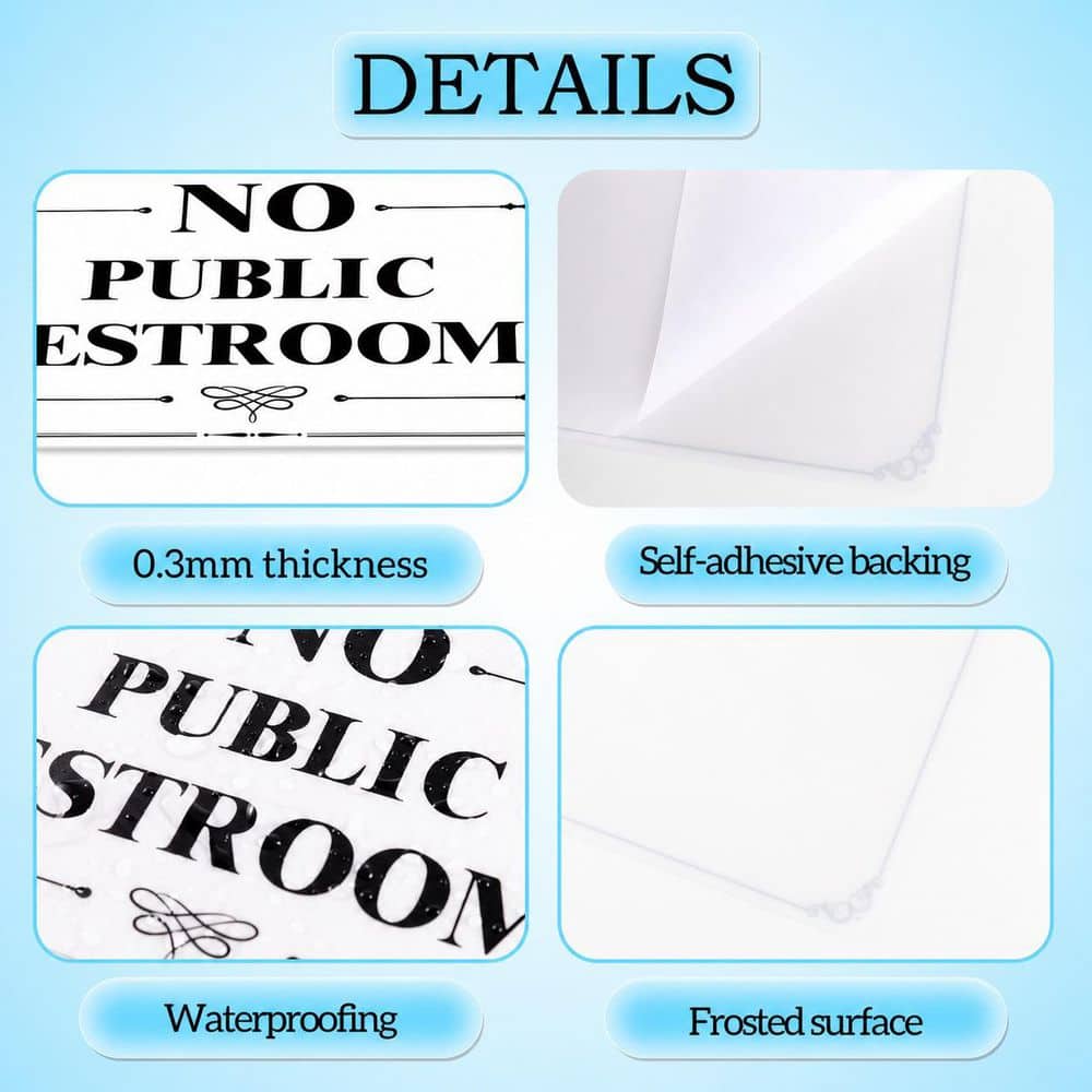 LAIFUCAM 2pcs Frosted Vinyl Self-Adhesive No Public Restroom Sign Sticker Retro Frame Indoor Outdoor Business Door Decal (3)