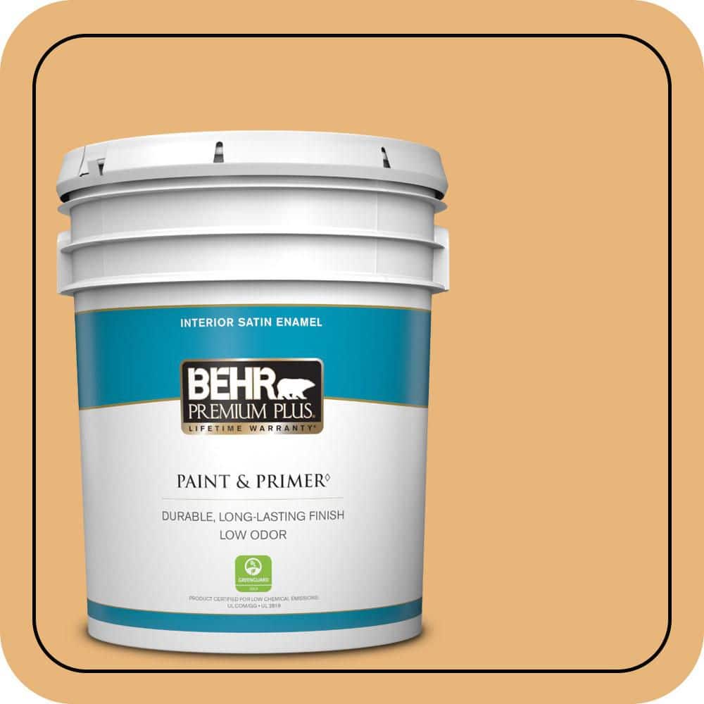 BEHR PREMIUM PLUS 5 gal. #QE-20 Terra Sol Satin Enamel Low Odor Interior Paint & Primer