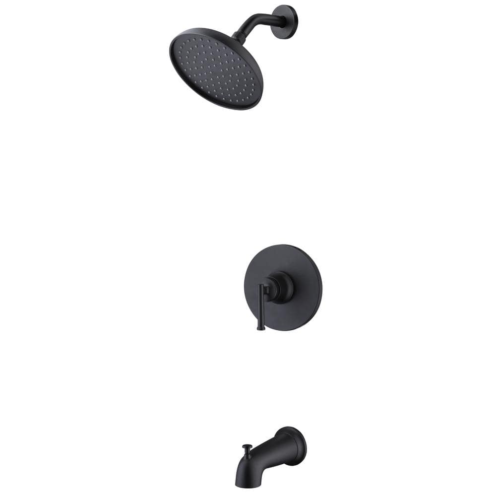 Glacier Bay Oswell Single Handle 1-Spray Tub and Shower Faucet 1.8 GPM in Matte Black (Valve Included) (2)