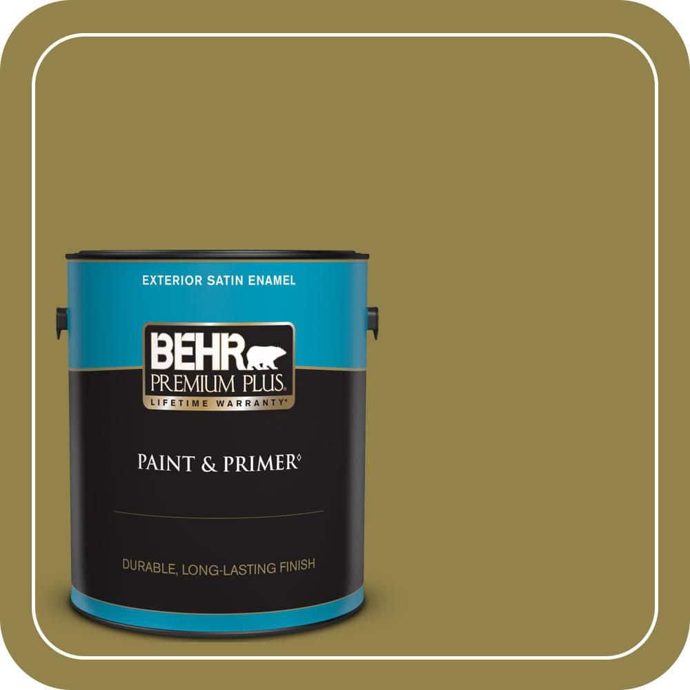 BEHR PREMIUM PLUS 1 gal. #PPU9-02 Lucky Bamboo Satin Enamel Exterior Paint & Primer