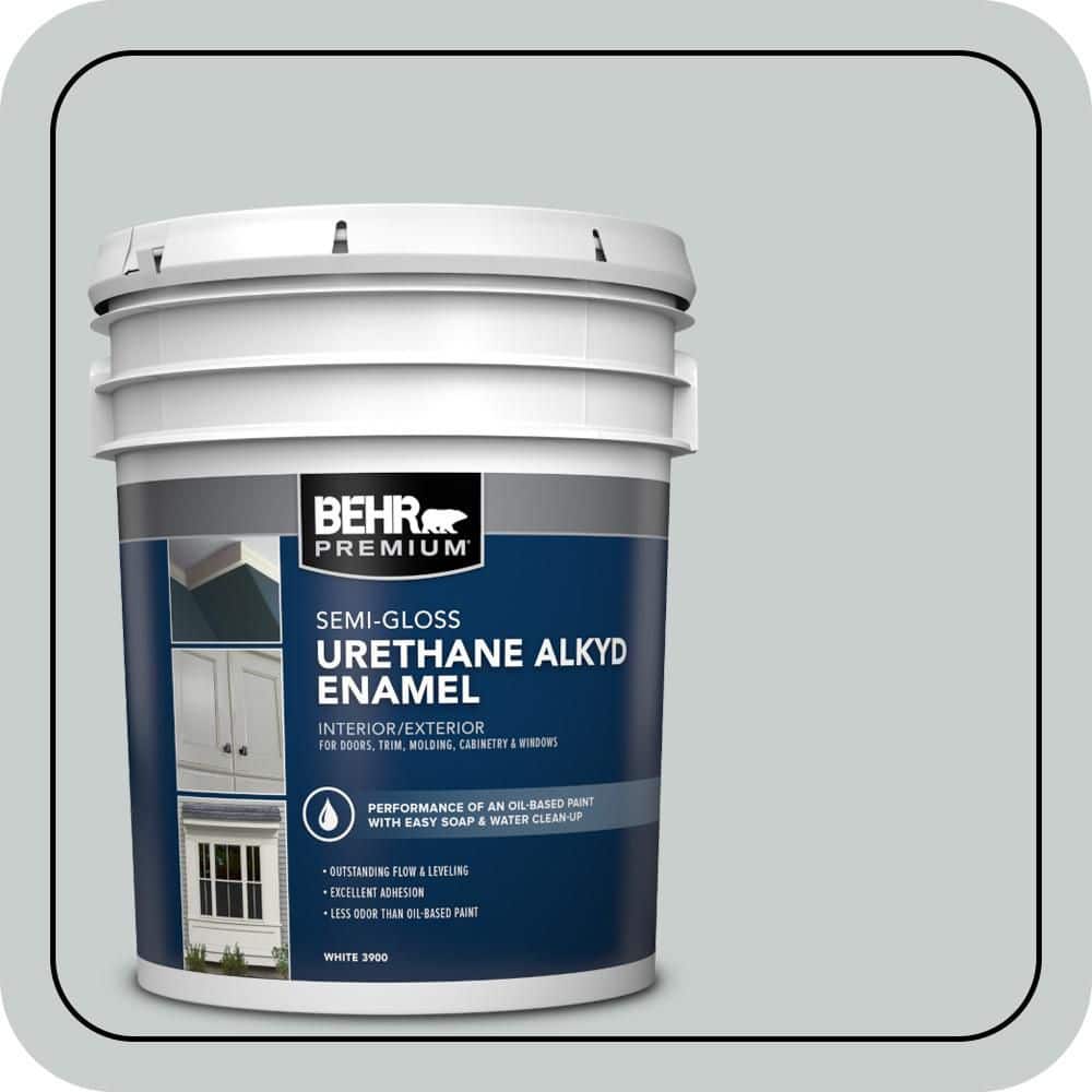 BEHR PREMIUM 5 gal. #720E-2 Light French Gray Urethane Alkyd Semi-Gloss Enamel Interior/Exterior Paint