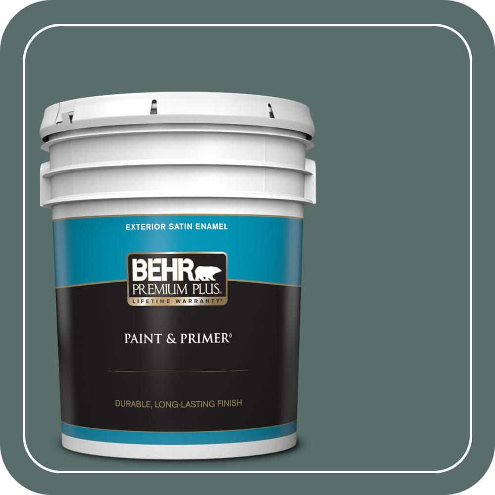 BEHR PREMIUM PLUS 5 gal. #N430-6 Meteorological Satin Enamel Exterior Paint & Primer