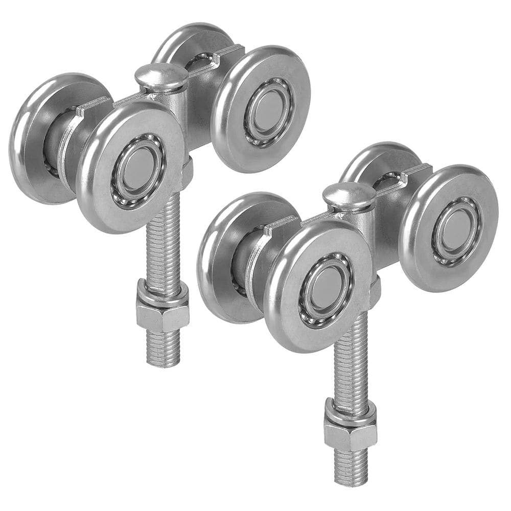 Unbranded 4 in. Flat Round Silent Smooth Anti-Rust Heavy Duty Barn Shed Sliding Door Roller Assembly for Hanging Track (1)