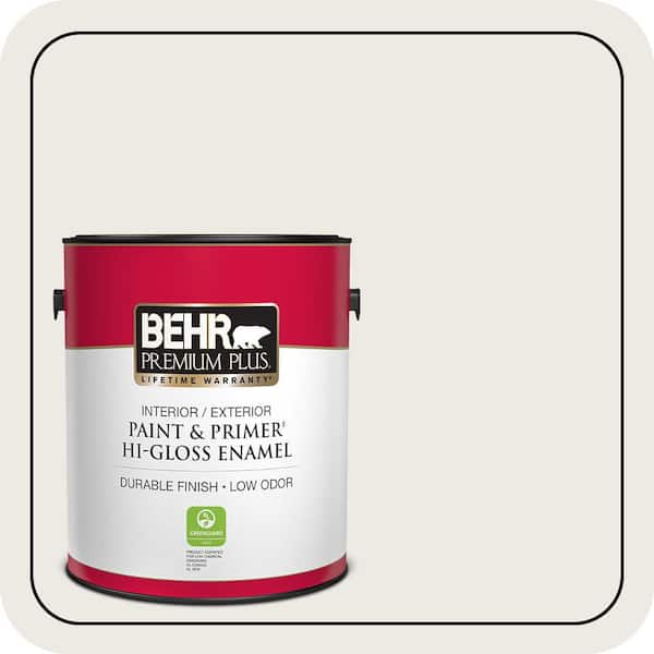 BEHR PREMIUM PLUS 1 gal. Designer Collection #DC-006 First Snow Hi-Gloss Enamel Interior/Exterior Paint & Primer (2)