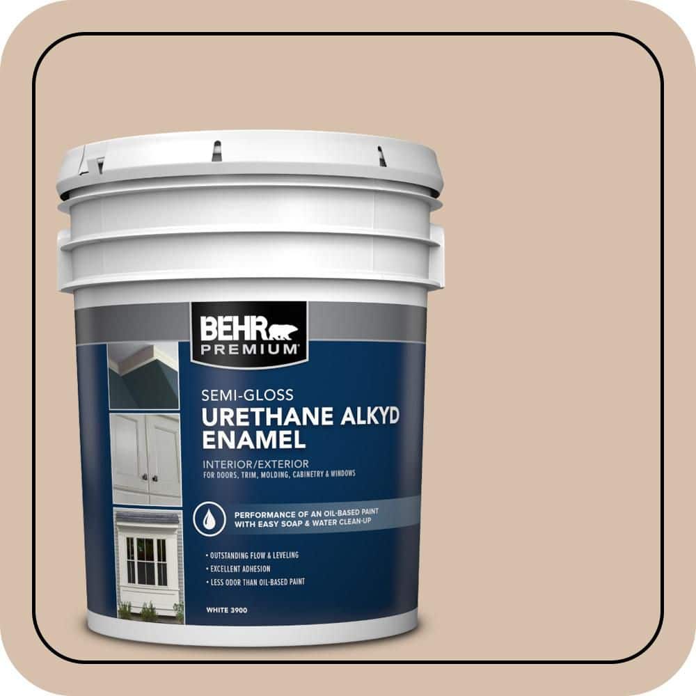 BEHR PREMIUM 5 gal. #ICC-42 Comforting Urethane Alkyd Semi-Gloss Enamel Interior/Exterior Paint