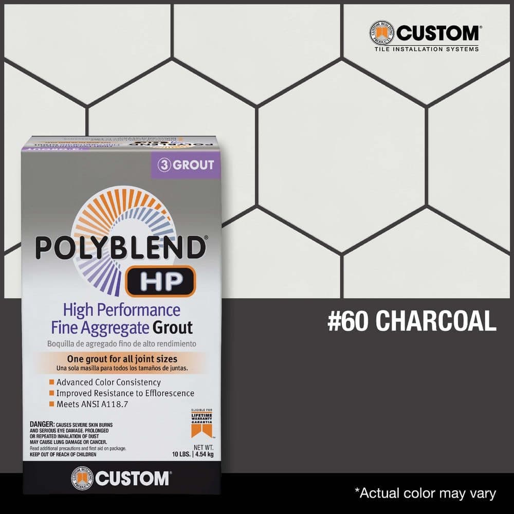 Custom Building Products Polyblend HP #60 Charcoal 10 lbs. High Performance Fine Aggregate Grout (3)