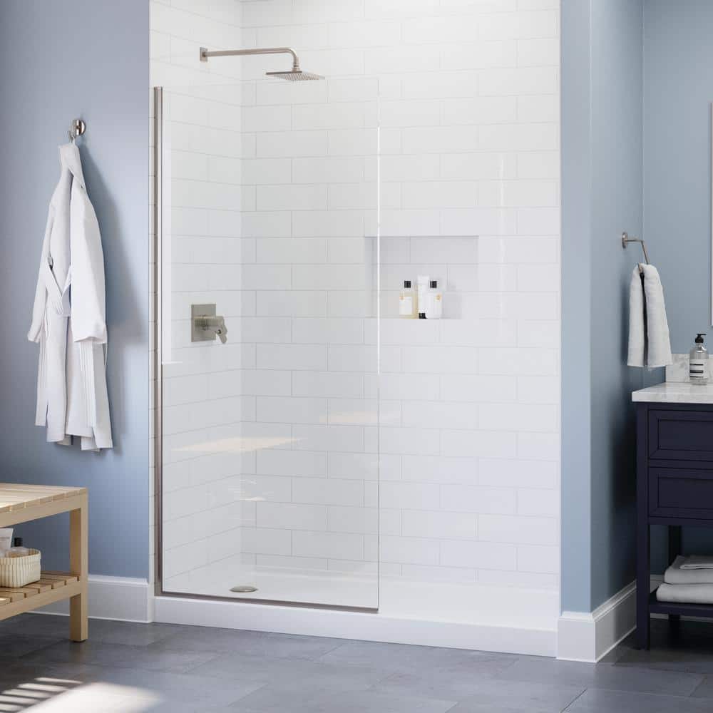 Delta Amal 34 in W 72 in. H Frameless Fixed Shower Door Screen with Glass (1)