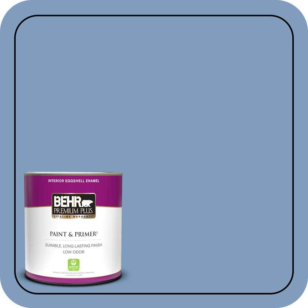 BEHR PREMIUM PLUS 1 qt. #M530-4 Washed Denim Eggshell Enamel Low Odor Interior Paint & Primer (1)