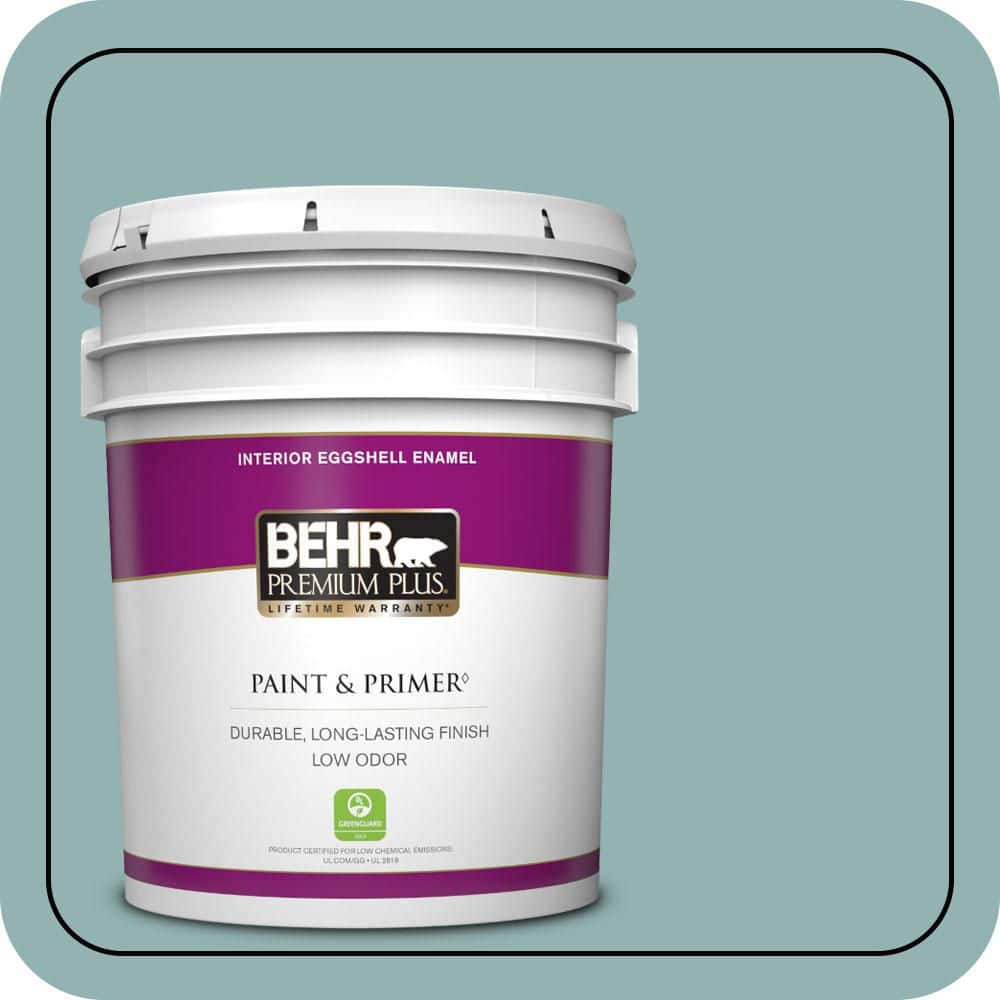 BEHR PREMIUM PLUS 5 gal. #500F-5 Gulf Winds Eggshell Enamel Low Odor Interior Paint & Primer