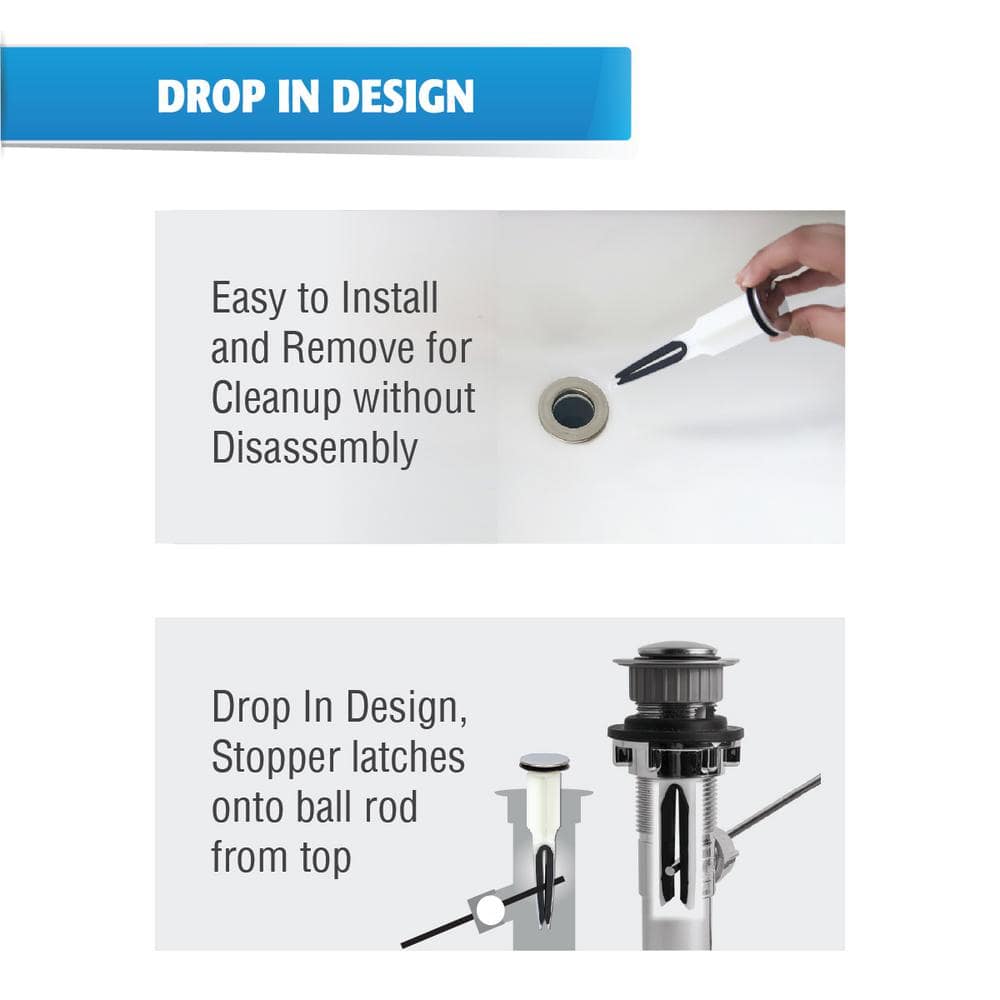 PF WaterWorks 2 in 1-Easy Pop-Up Plastic Pop-Up Drain, Chrome (3)