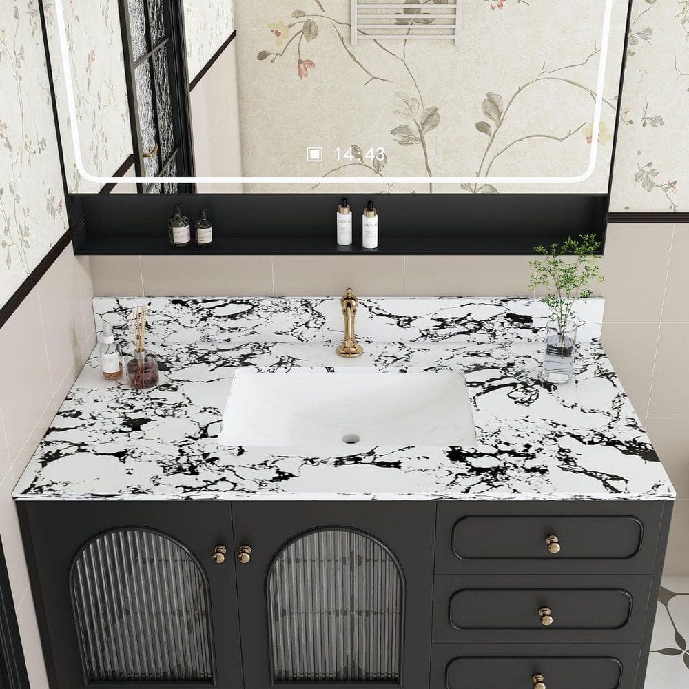 Boosicavelly Undermount Bathroom Sink with Backsplash Sintered Stone (2)