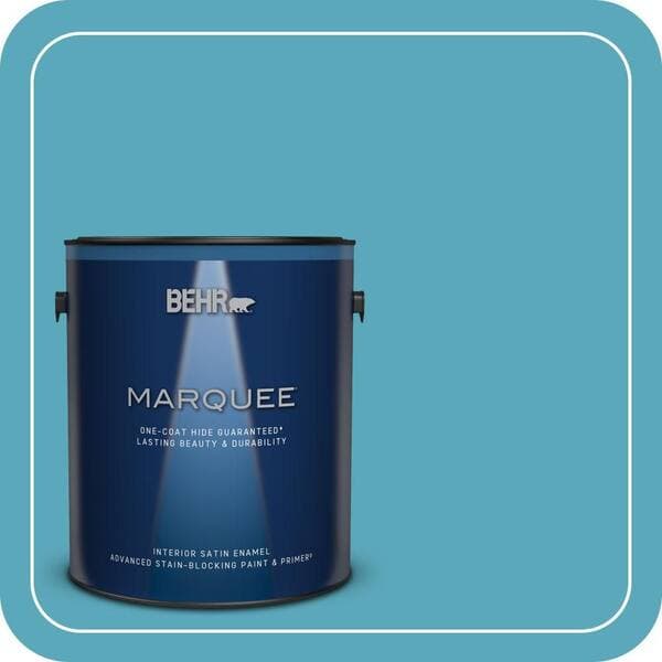 BEHR MARQUEE 1 gal. #T15-11 Sonic Blue Satin Enamel Interior Paint & Primer (2)
