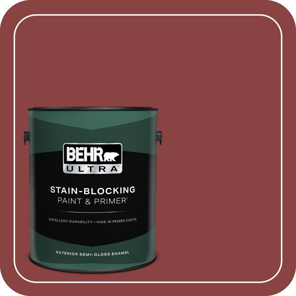 BEHR ULTRA 1 gal. #QE-07 Country Lane Red Semi-Gloss Enamel Exterior Paint & Primer