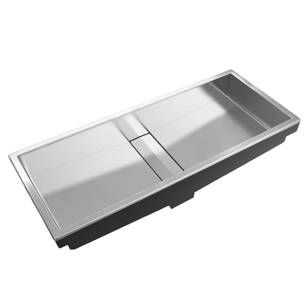 Ruvati Ariaso 33 in. Semi-Recessed Drop-In Ramp Bathroom Sink in Silver (2)
