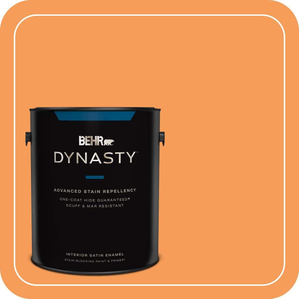 BEHR DYNASTY 1 gal. #P220-6 Bergamot Orange Satin Enamel Interior Stain-Blocking Paint and Primer