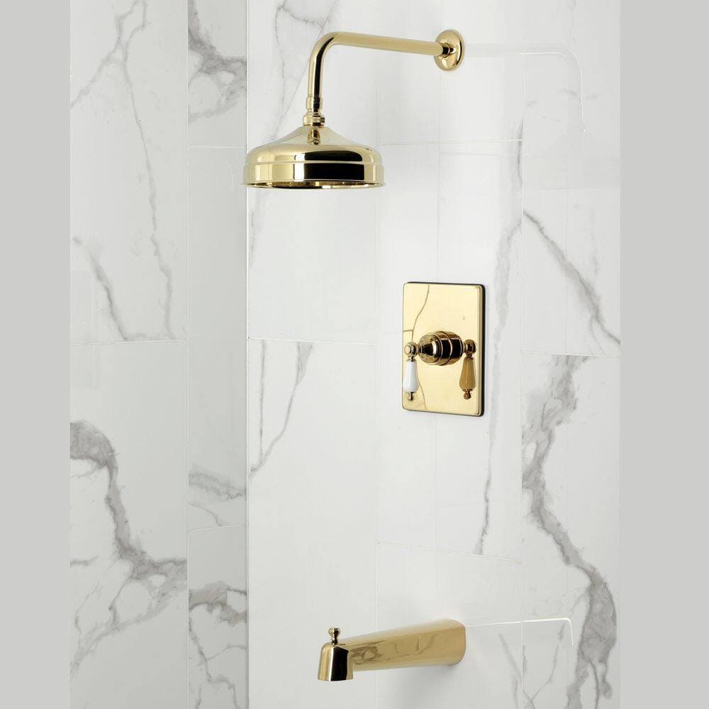 Kingston Brass Demure 1-Handle 1-Spray Tub and Shower Faucet 1.8 GPM in Polished Brass (2)