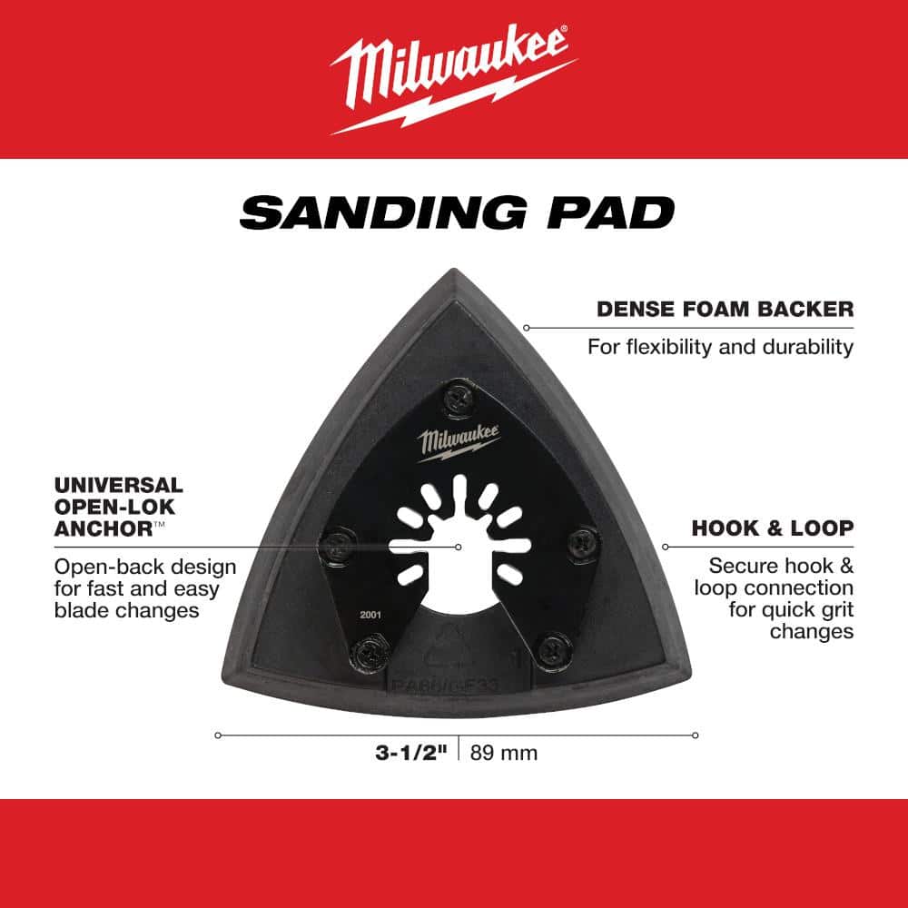 Milwaukee 3-1/2 in. Sandpaper Multi-Tool Oscillating Sanding Pad (2-Pack) (3)
