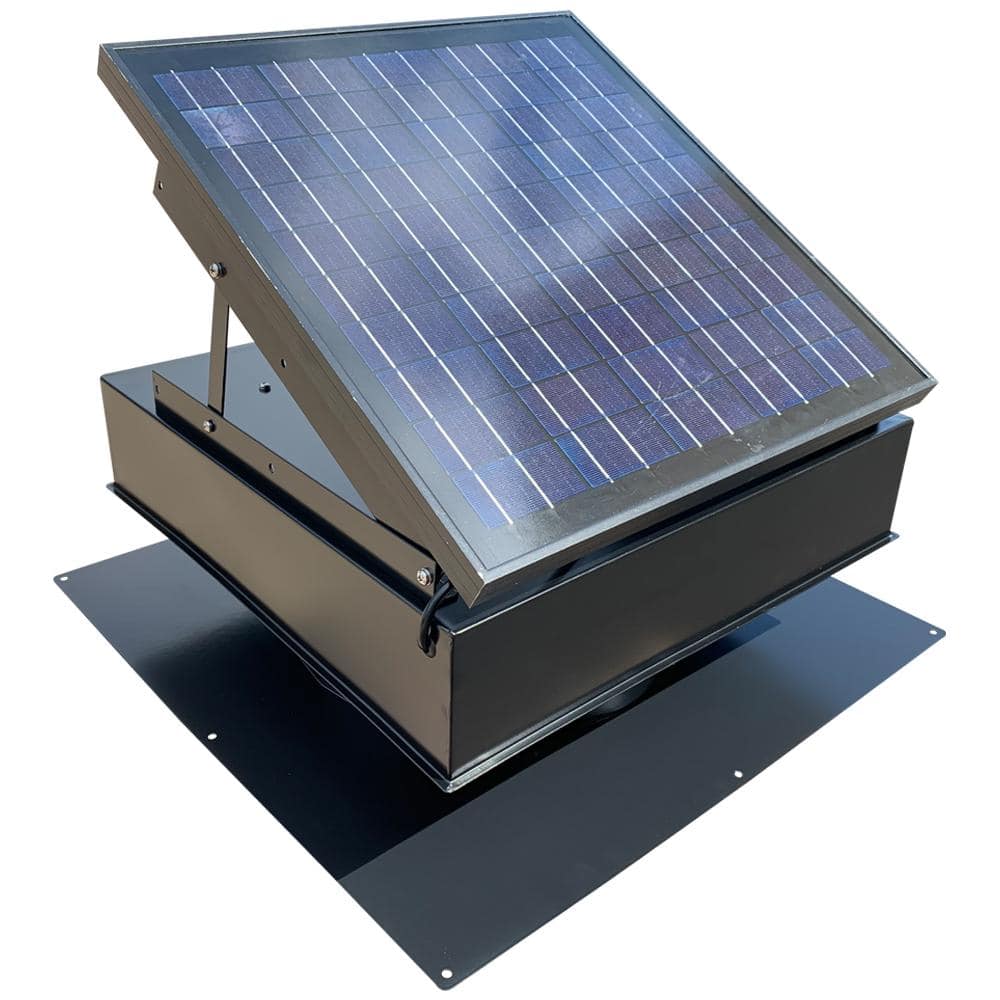 Remington Solar 40-Watt Galvanized Black Steel Roof Mount Solar Attic Fan with Humidistat-Thermostat