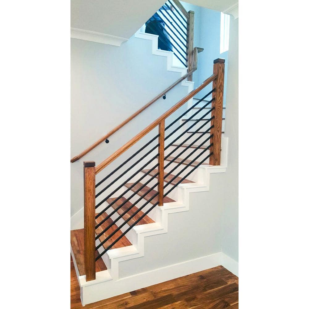 HOUSE OF FORGINGS Satin Black 5.1.1 8 foot x 5/8-inch Round Horizontal Bar Baluster for Stair Remodel (3)