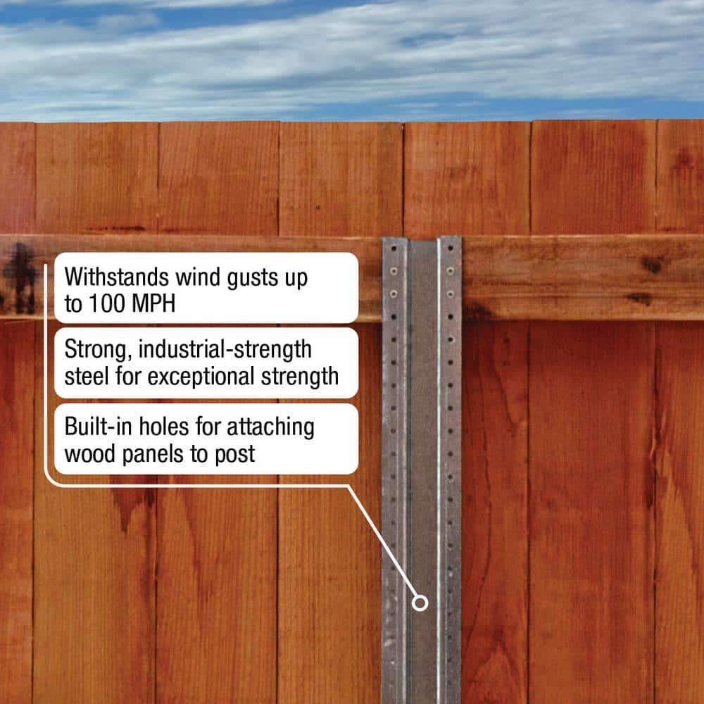 YARDGARD 7-1/2 ft H x 3-1/2 in W Galvanized Steel Privacy Fence Line Post for Wooden Fences (2)