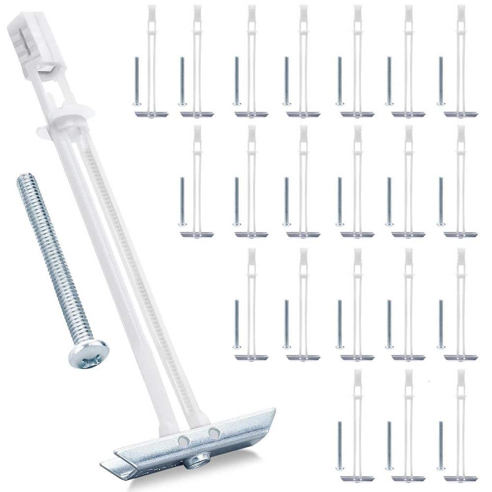 NVNOO Heavy Duty Stainless Steel Drywall Anchors Kit with Bolts for 1/4 in. 20 Fastener Size for TV Mounting, White (22-Pack) (1)