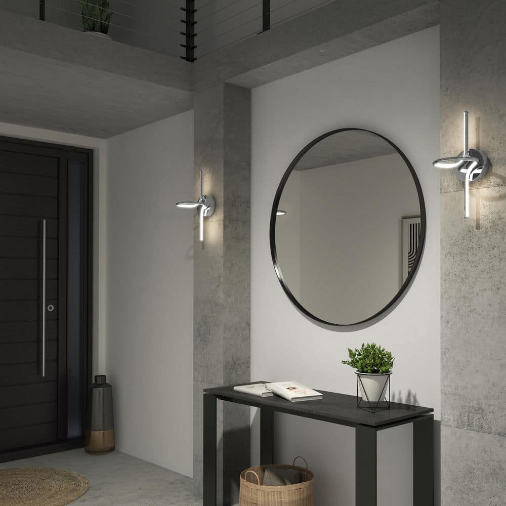 Artika Swirl Mini 8.9 in. 1-Light Chrome Modern Dimmable Integrated LED 3 CCT Wall Sconce for Bathroom (4)