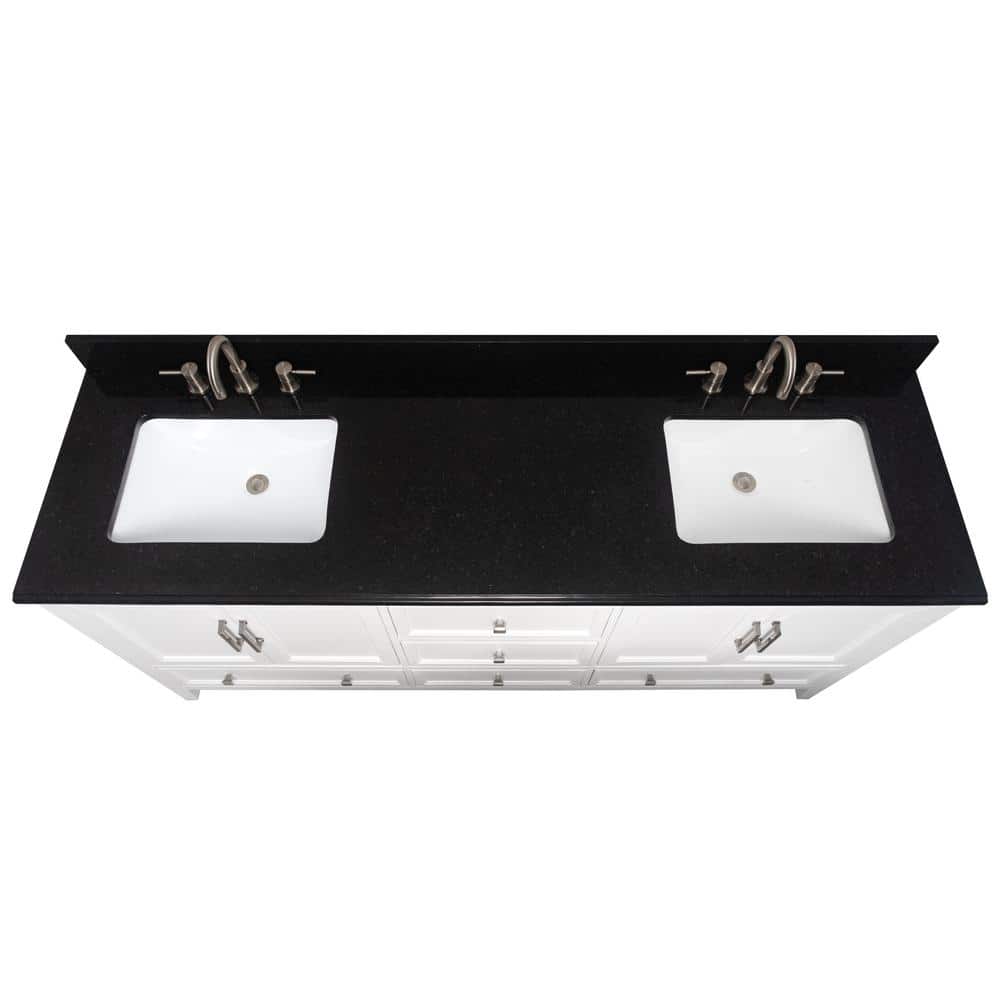 Home Decorators Collection 73 in. W 22 in D Granite White Rectangular Double Sink Vanity Top (4)