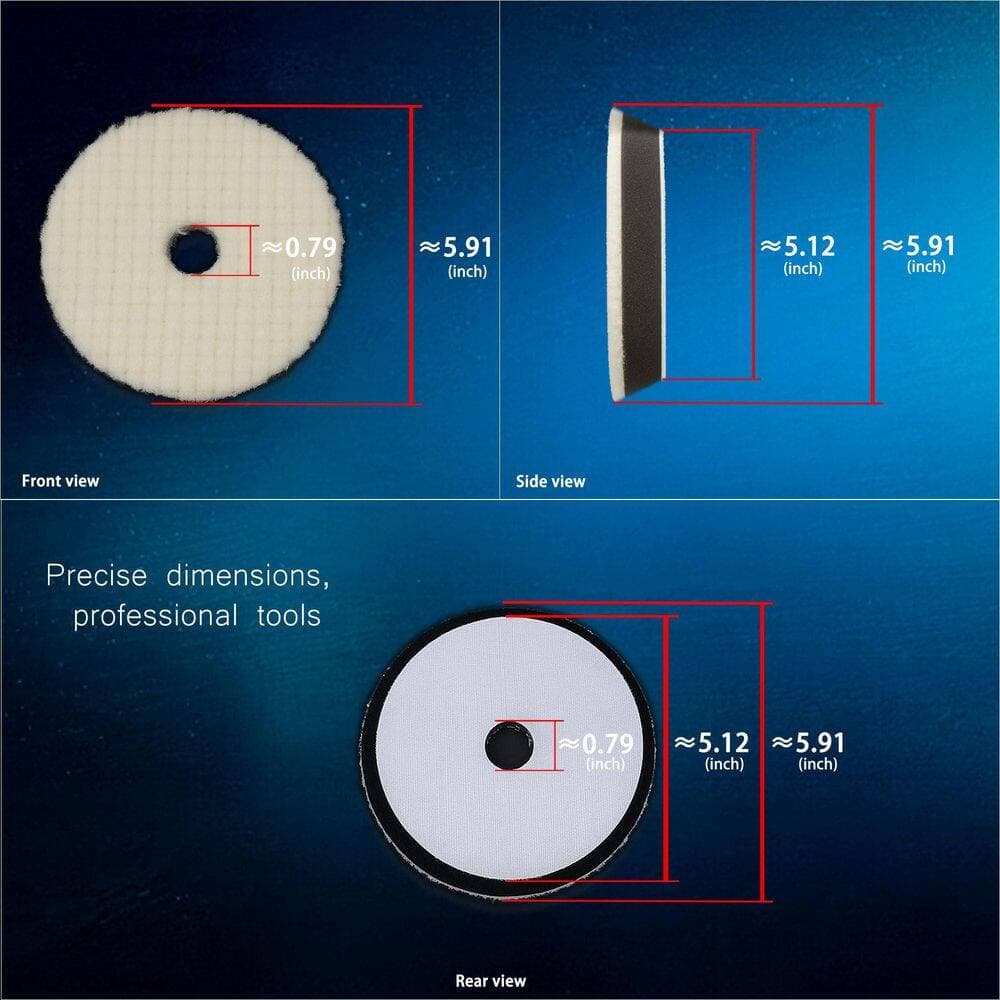LAIFUCAM 6 Inch Lambswool Wool Cutting and Buffing Pad Set with Heavy Cut and Finishing for 5 Inch Backing Plate 3pcs (2)
