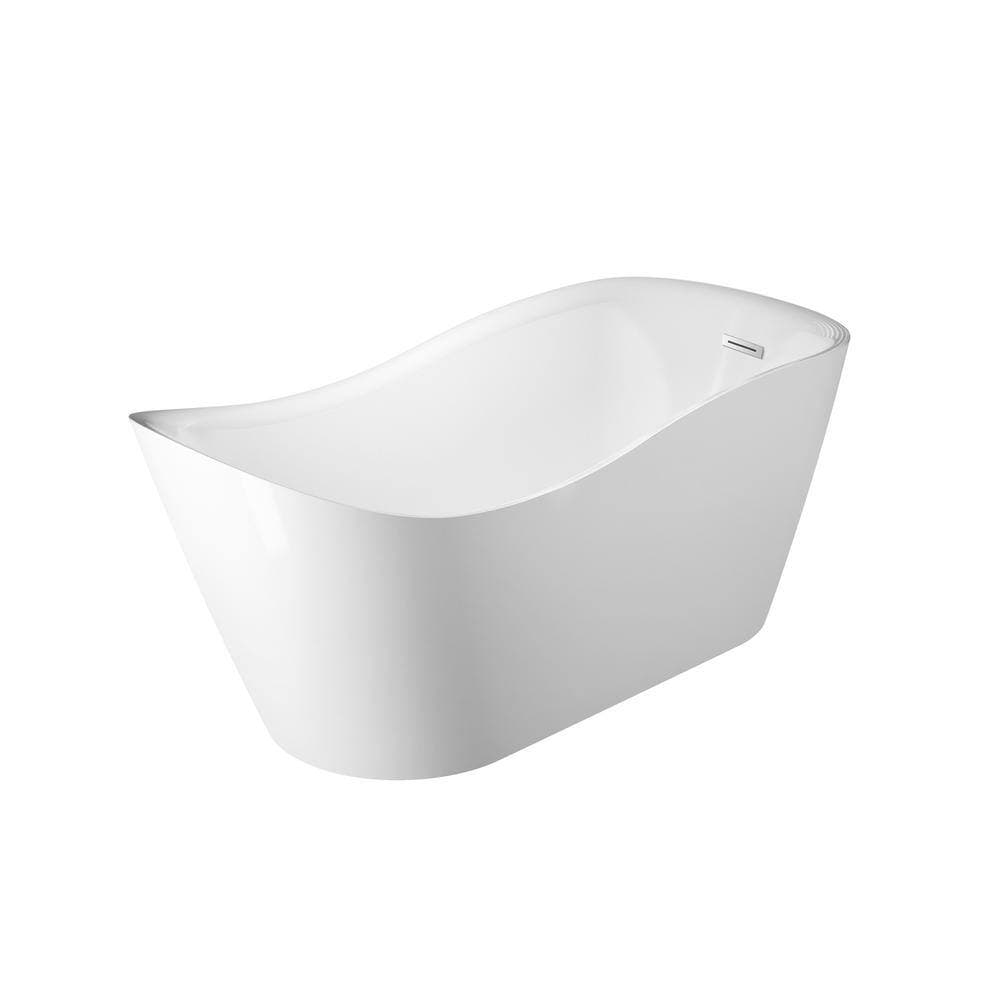 Barclay Products Raelene Acrylic Flatbottom Non-Whirlpool Bathtub White with Integral Drain Matte Black (4)