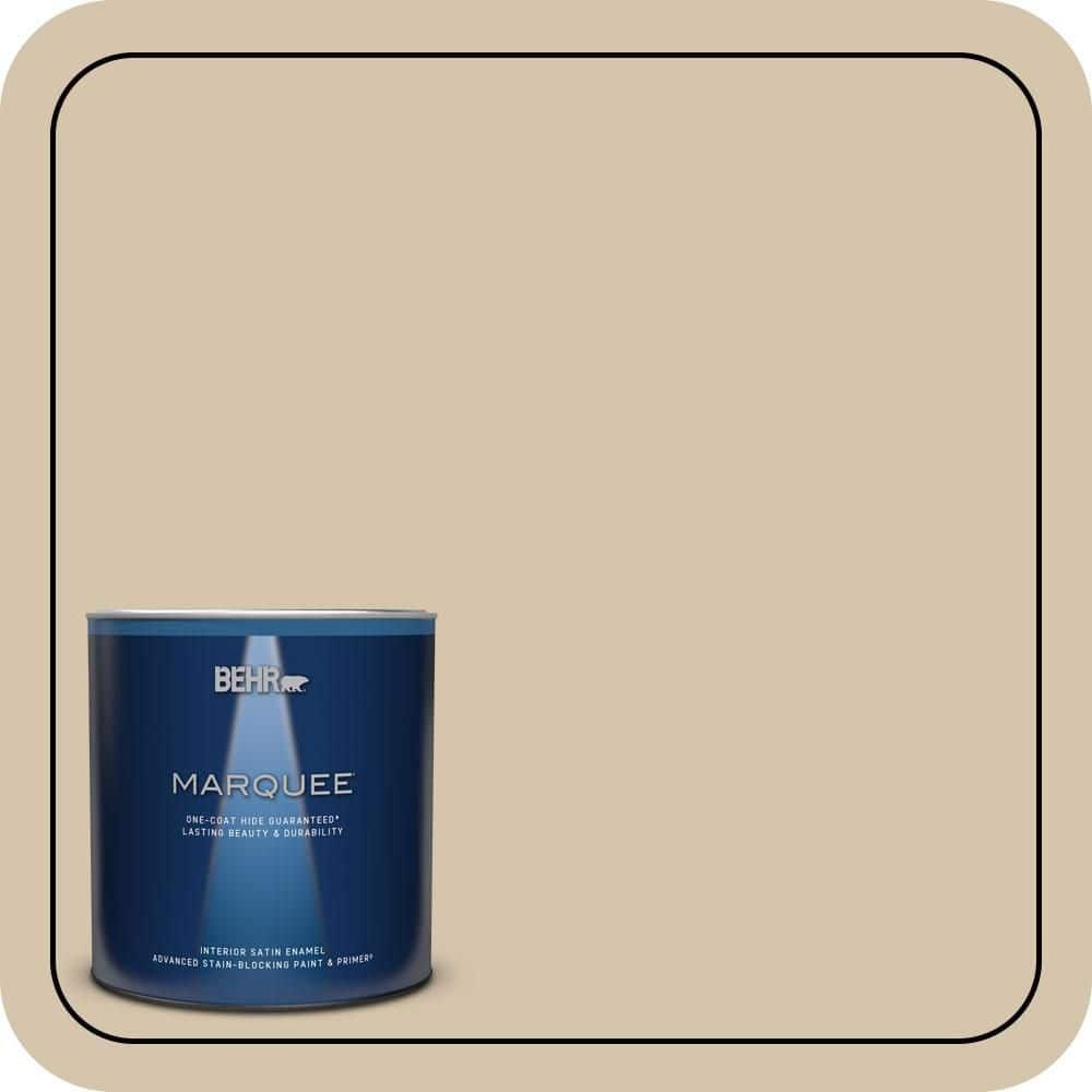 BEHR MARQUEE 1 qt. #YL-W11 Khaki Shade Satin Enamel Interior Paint & Primer