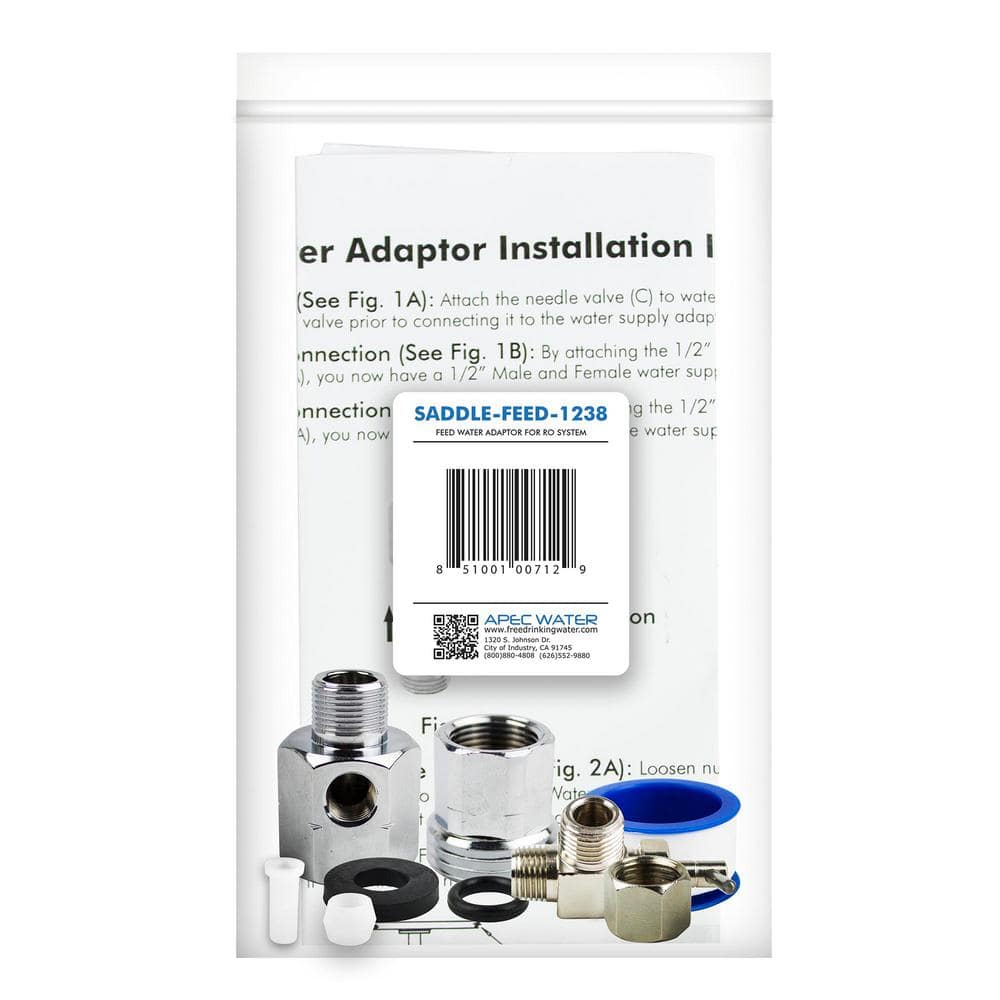 APEC Water Systems Standard Feed Water Adapter for 1/2 in. and 3/8 in. Pipes Use with Reverse Osmosis Water Filter System (3)
