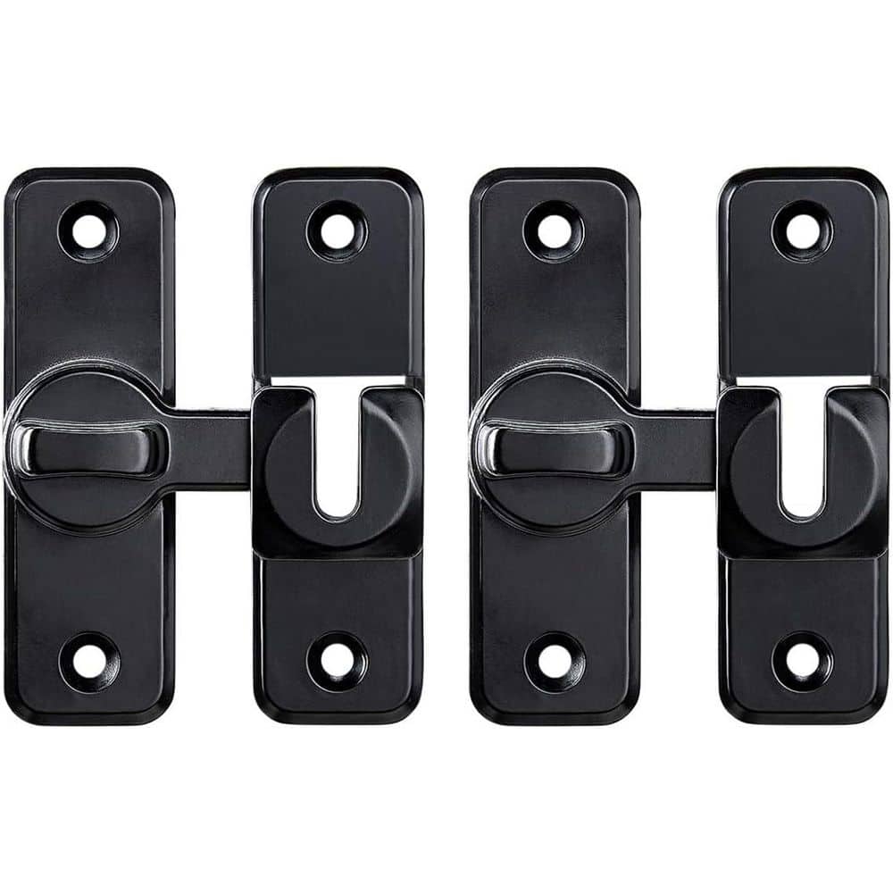 Unbranded Enhanced Security Flip Latch Lock Heavy-Duty Sliding and Swing Door Latch for Barns Gates Zinc Alloy Black (2)