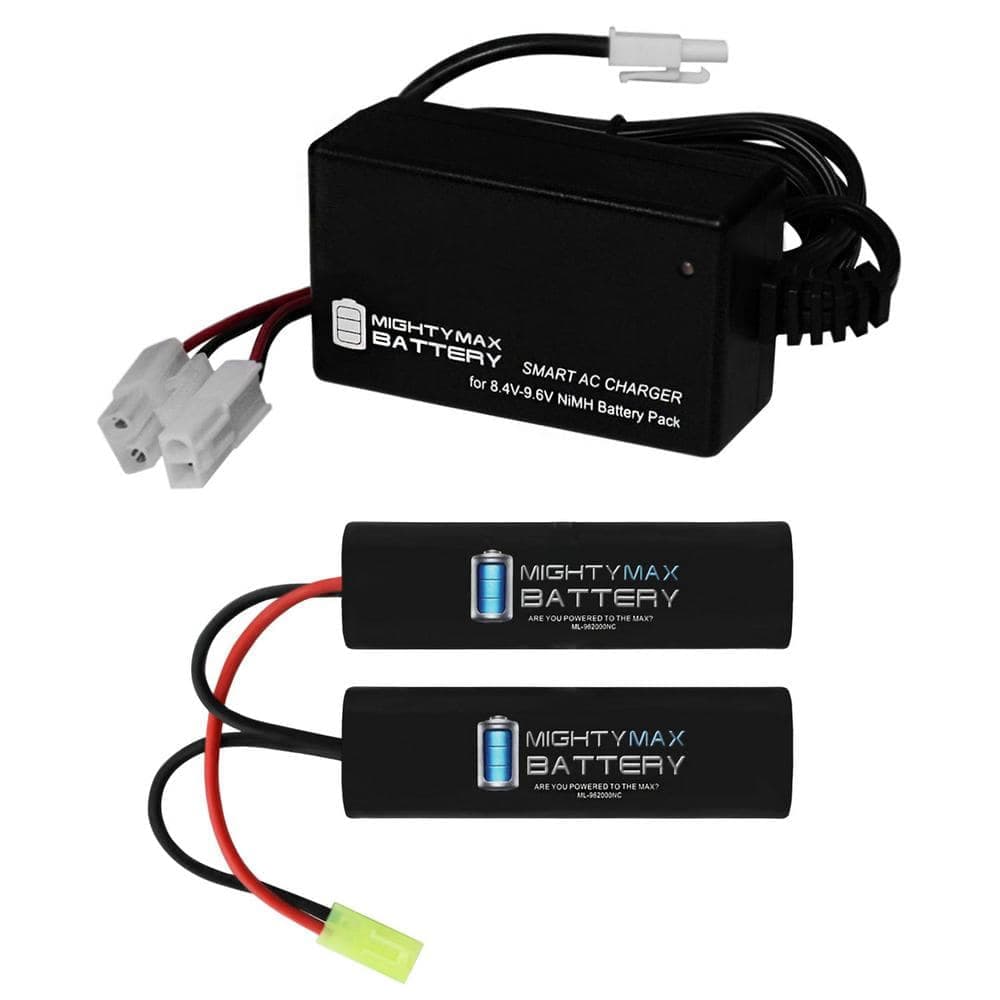 Mighty Max Battery 9.6V 2000mAh Replaces Cybergun Colt M4A1 Carbine Airsoft Rifle + Charger (1)