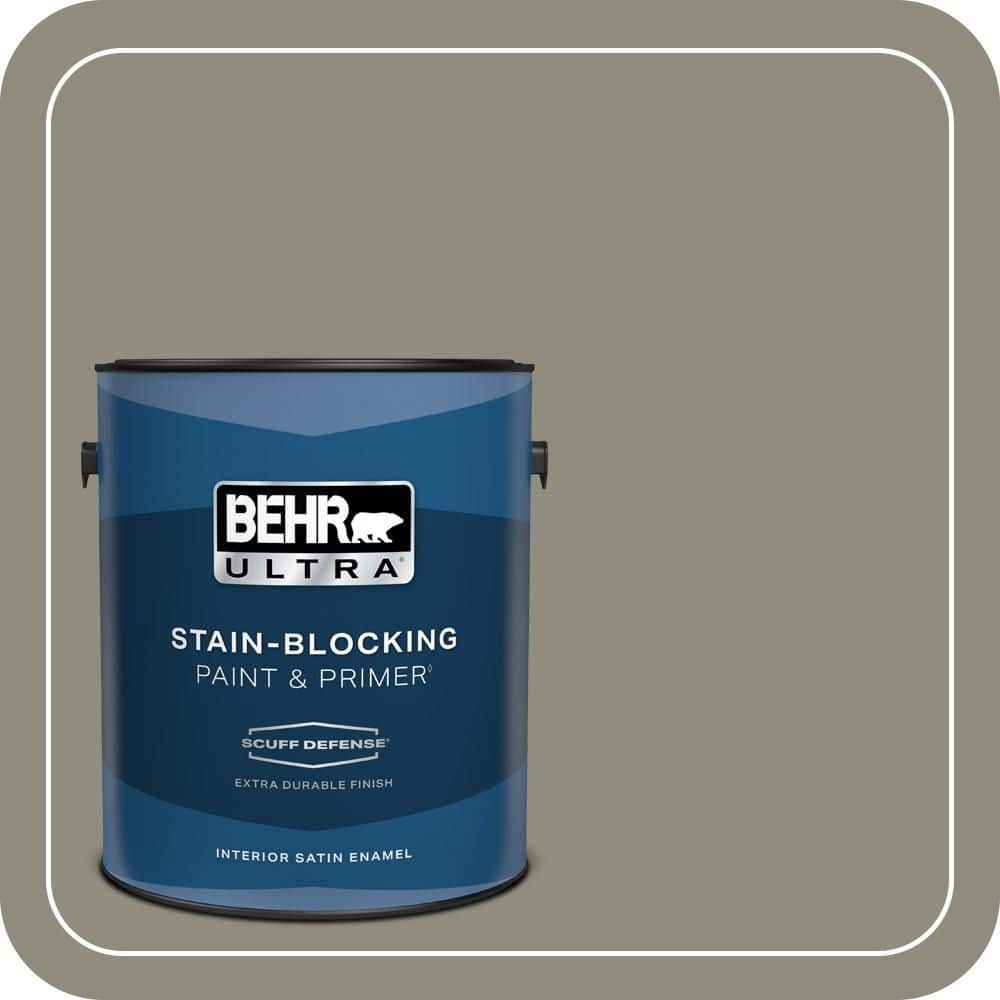 BEHR ULTRA 1 gal. #MQ6-25 Pavement Gray Extra Durable Satin Enamel Interior Paint & Primer