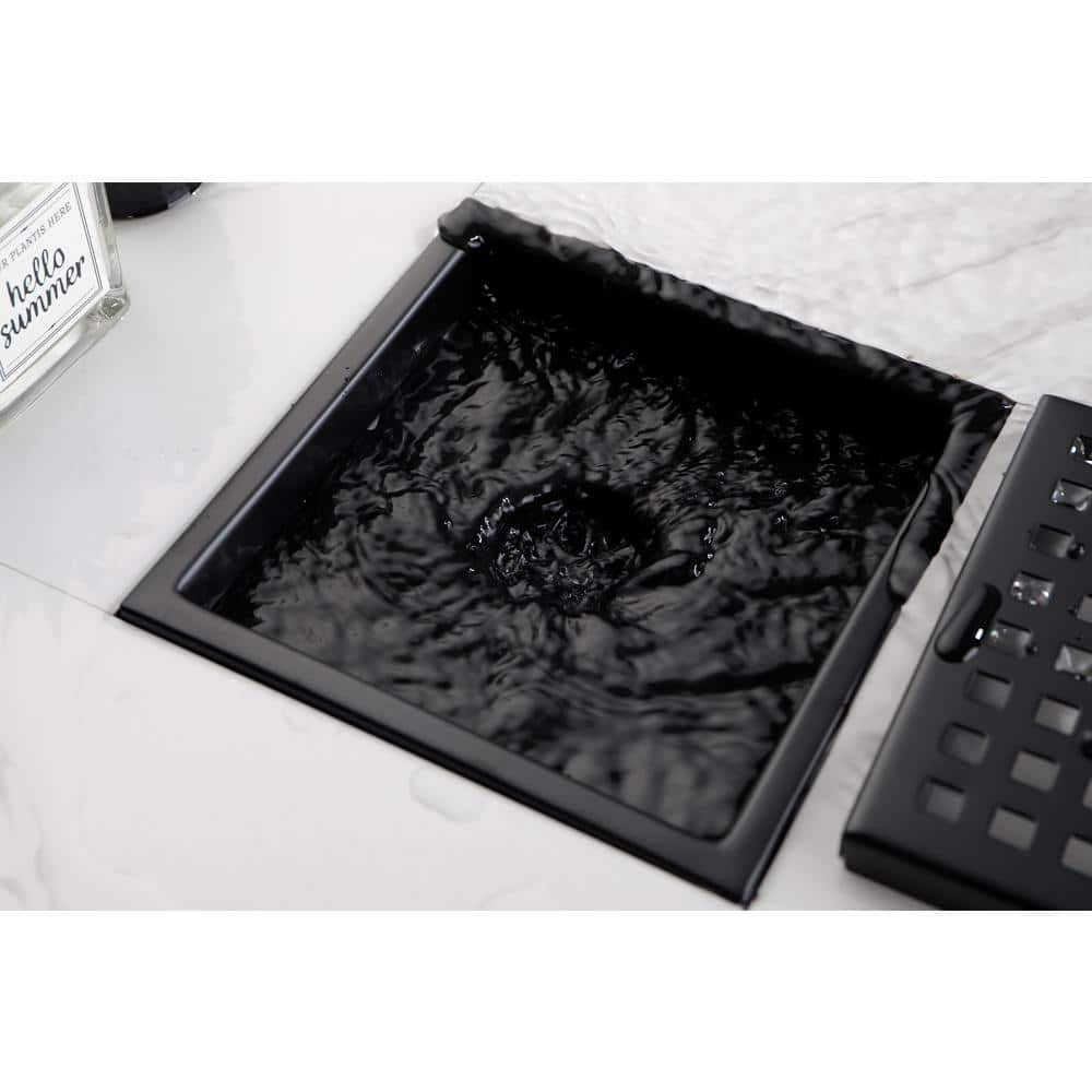 FORCLOVER 6 in. x 6 in. Stainless Steel Square Shower Floor Drain in Matte Black (2)