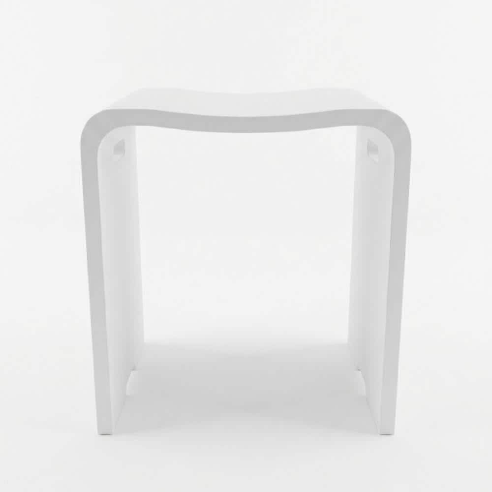 POCCI&VANCCI 17.6 in. Freestanding Solid Surface Shower Stool Bench in Matte White (1)