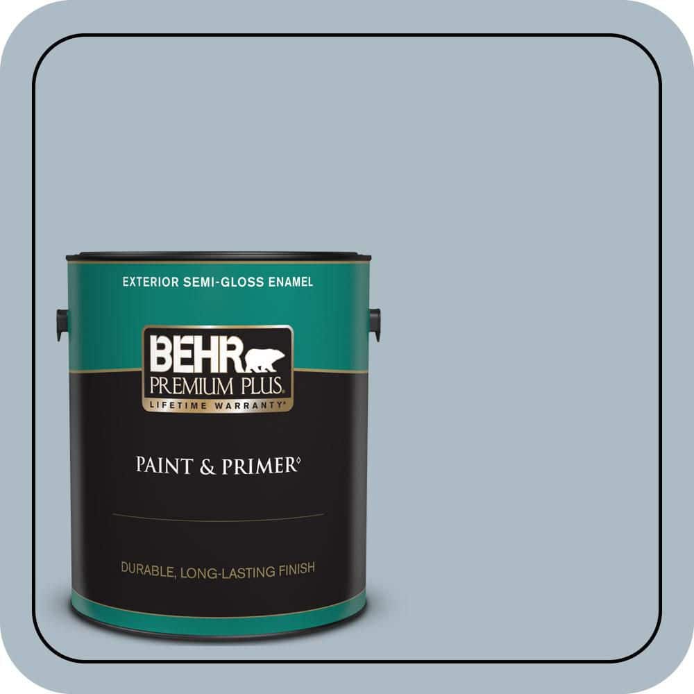 BEHR PREMIUM PLUS 1 gal. #PPU14-12 Hazy Skies Semi-Gloss Enamel Exterior Paint & Primer