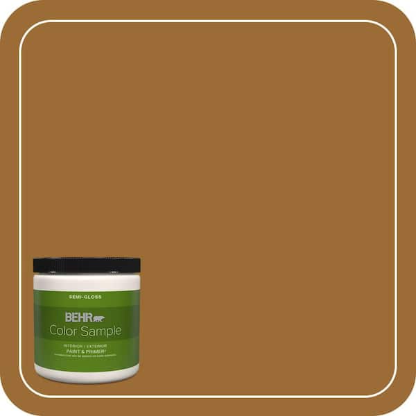 BEHR PREMIUM PLUS 8 oz. #PPU6-01 Curry Powder Semi-Gloss Interior/Exterior Paint & Primer Color Sample (2)
