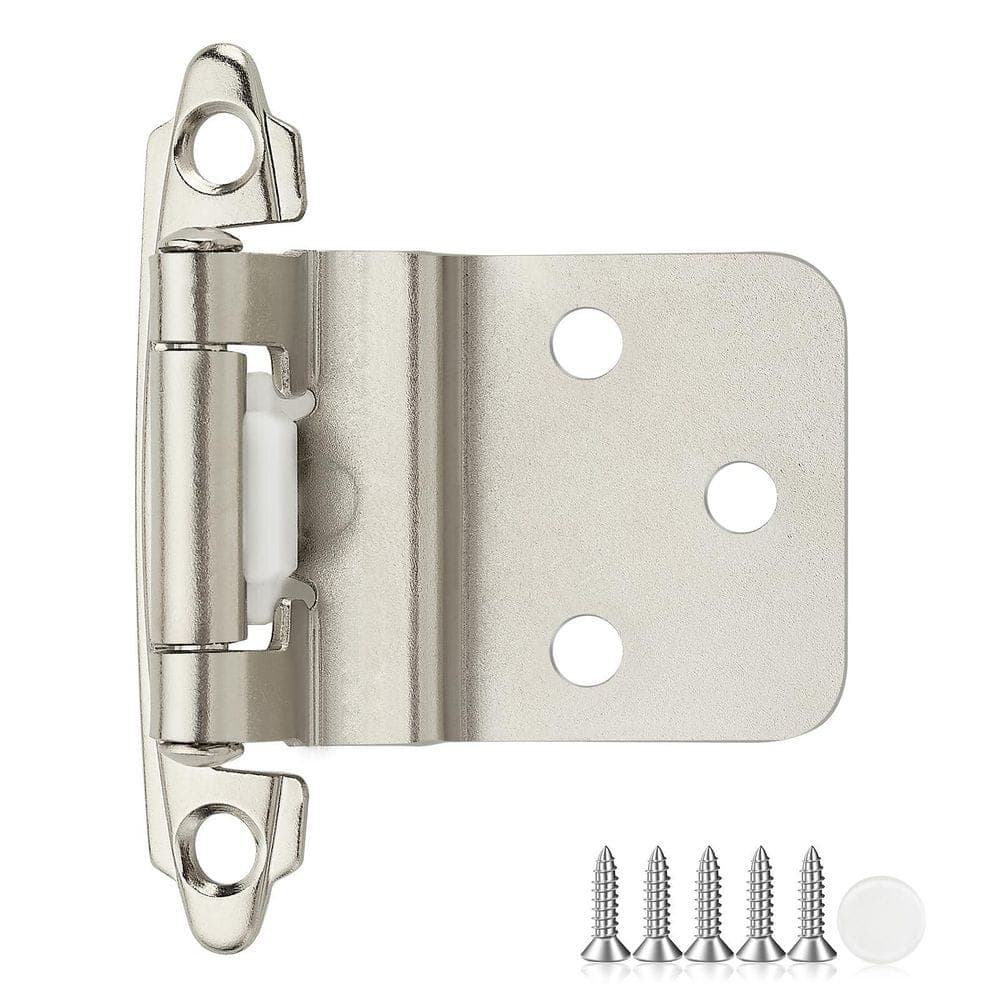 Wudkey 30-Pack 3/8 in. Brushed Nickel Inset Kitchen Cabinet Hinges, Self Closing Cabinet Door Hinges with Door Bumper (1)