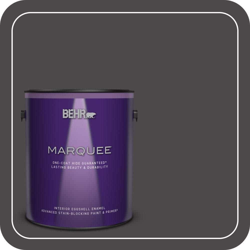 BEHR MARQUEE 1 gal. #N530-7 Private Black One-Coat Hide Eggshell Enamel Interior Paint & Primer