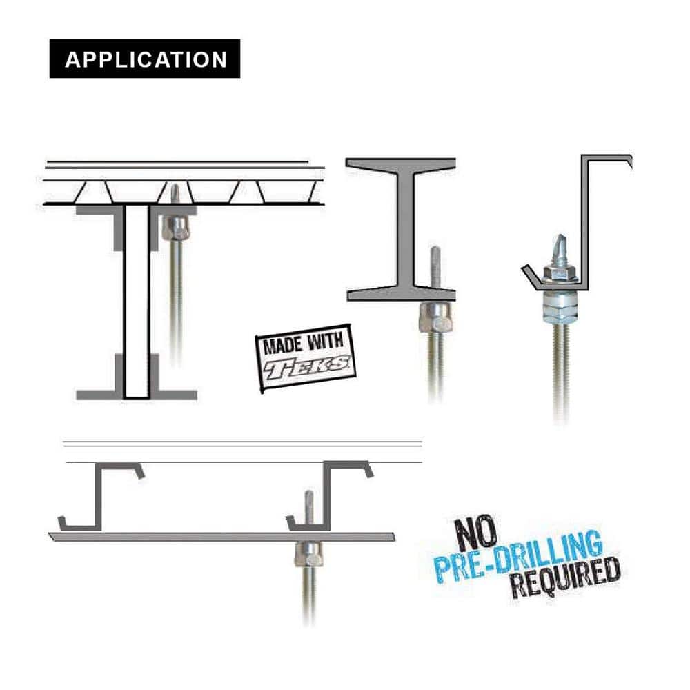 PLUMBFLEX 1/4-20 in. x 1 in. Vertical Rod Anchor Super Screw with Teks and 1/4 in. Threaded Rod Fitting for Steel (25-Pack) (3)