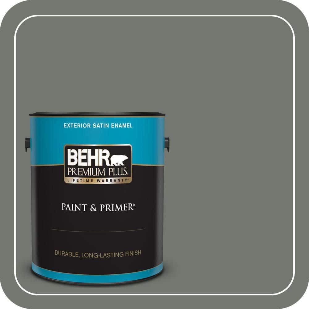 BEHR PREMIUM PLUS 1 gal. #T17-13 In the Woods Satin Enamel Exterior Paint & Primer