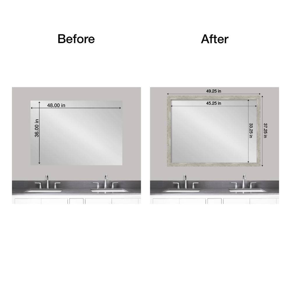 Amanti Art Mirror Makeover Dove Greywash Narrow 49.25 in. W x 37.25 in. H Bathroom Mirror Frame Border Kit-Fits a 48 x 36 Mirror (2)