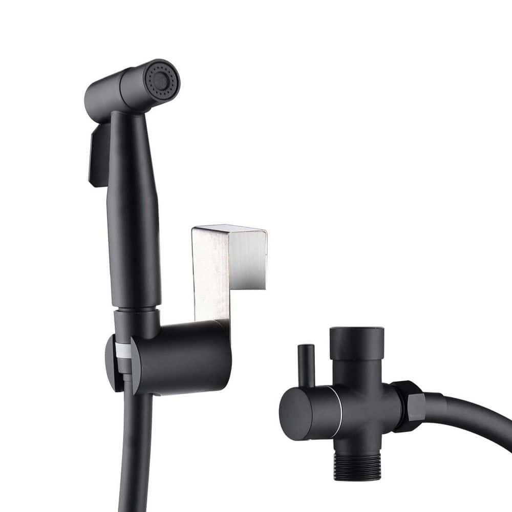 Wudkey Black Stainless Steel Handheld Bidet Sprayer Bidet Attachment with Hose for Toilet, Handheld Cloth Diaper Sprayer (1)